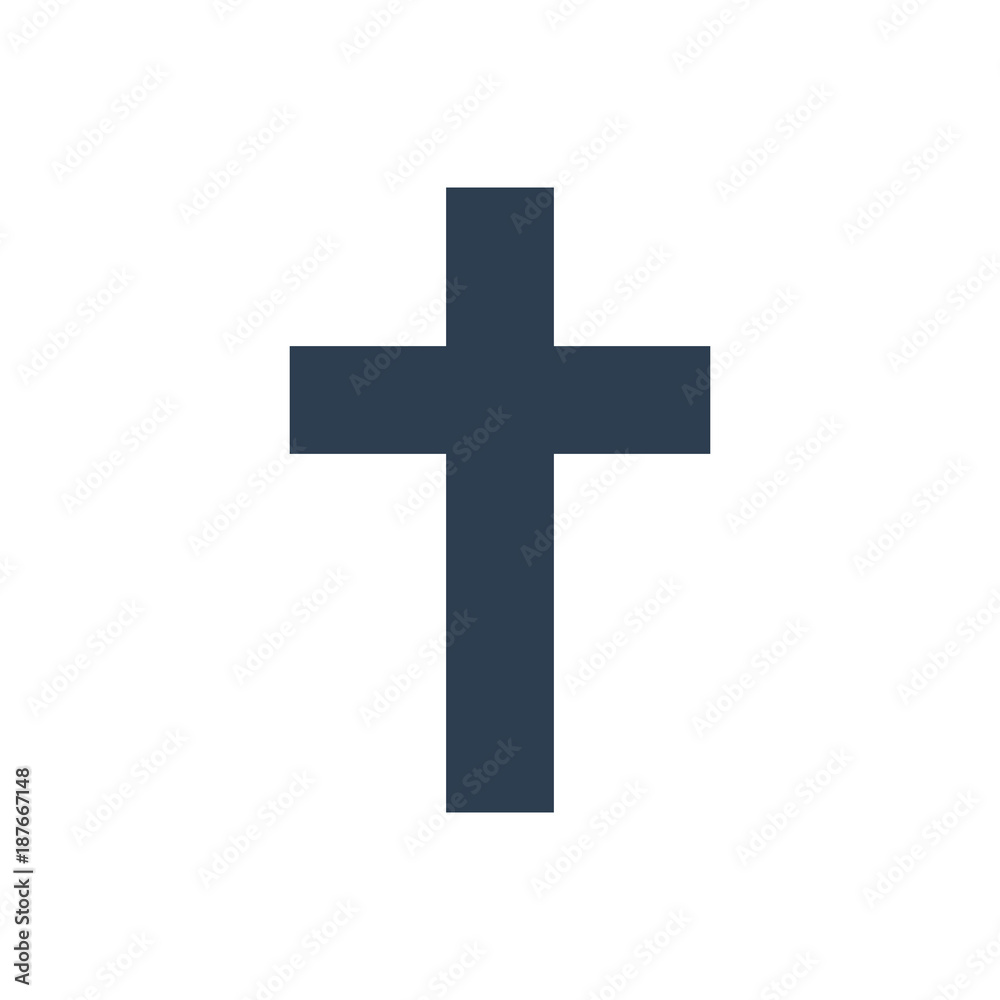 Religion cross icon on white background.
