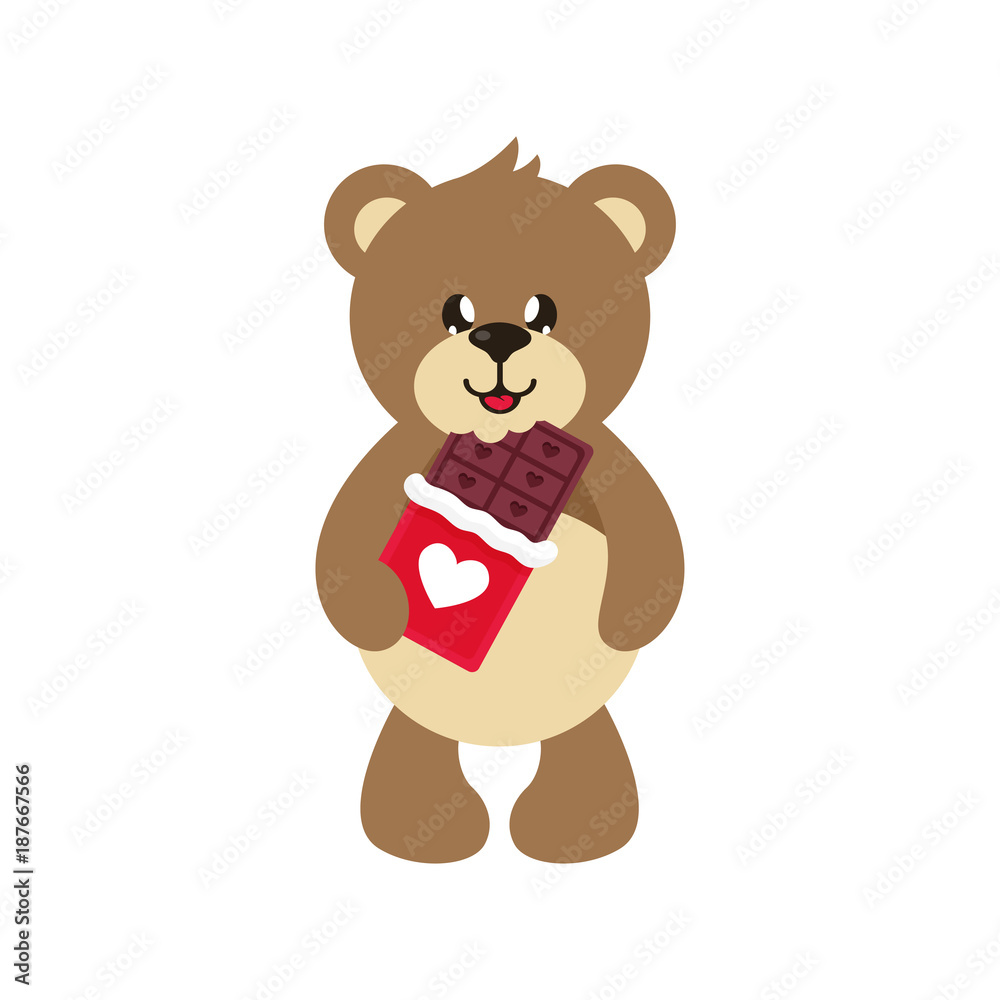 cartoon cute lovely bear with chocolate cartoon cute lovely bear with chocolate