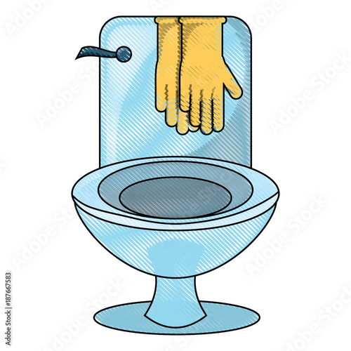 cleaning gloves and toilet icon