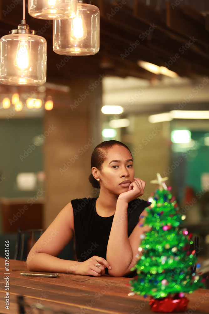 Sensual black woman in bar Sensual black woman in bar