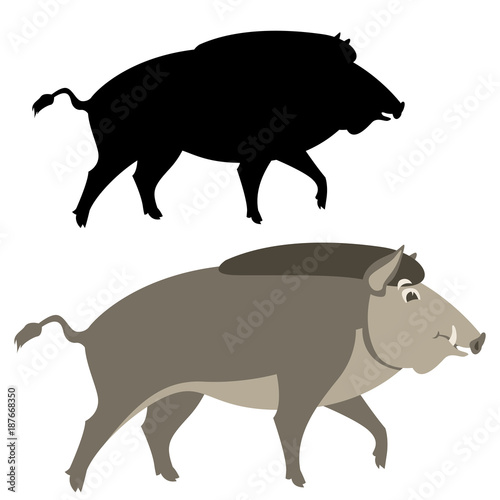 hog  vector illustration flat style  silhouette black profile