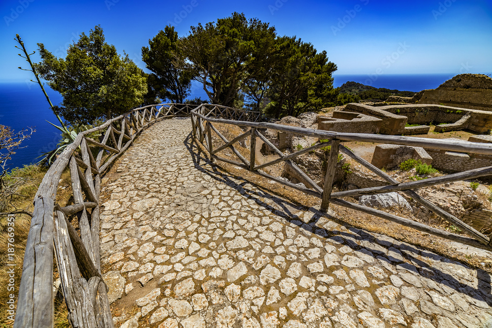 Italy. Capri Island. Villa Jovis built by emperor Tiberius - remains the east part