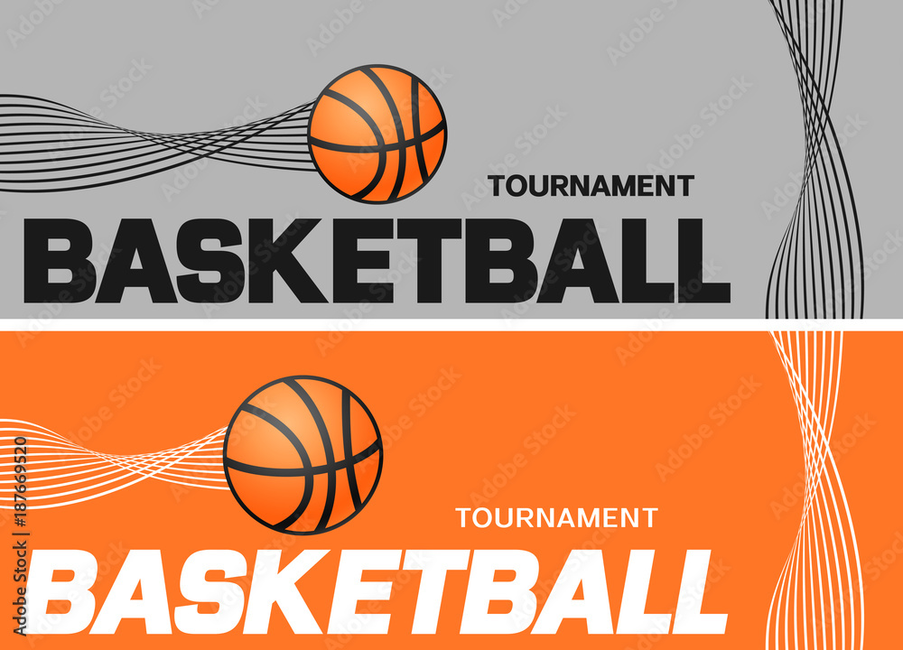 Fototapeta premium Basketball flyer or web banner design with ball icon
