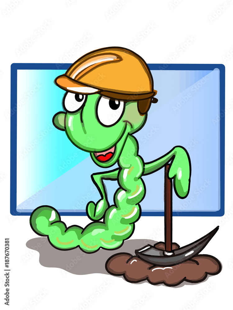 worm that digs cartoon drawing and cartoon coloring drawing Stock  Illustration | Adobe Stock