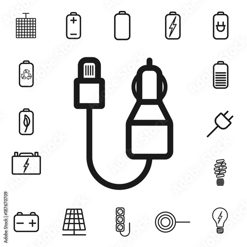 charging for car. thin line battery, charging, energy icon set photo