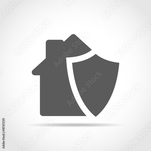 Shield and house icon. Vector illustration