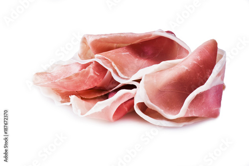 Raw ham leg sliced  on the white