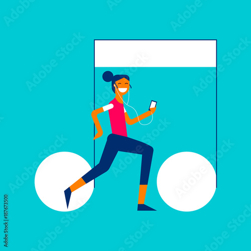 Music streaming service app girl concept design