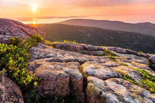 Sunrise view from the top of Cadillac Mountain. Acadia National Park photo