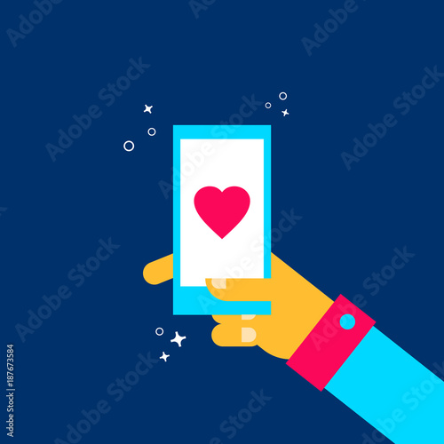 Man on online dating mobile phone app concept