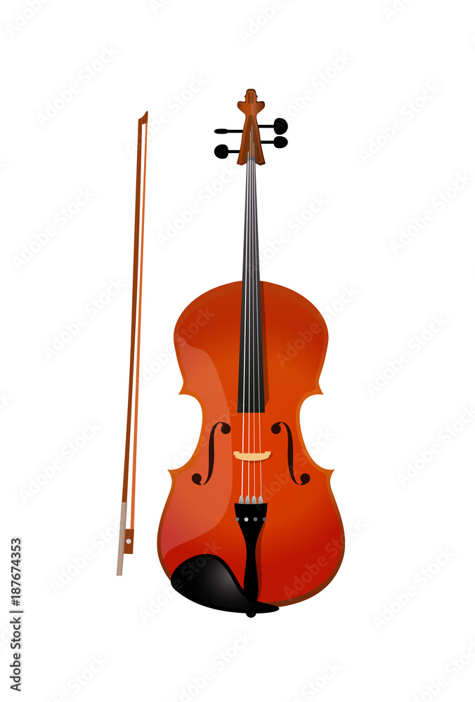 Fototapeta premium Red violin isolated, Vector Illustration of Fiddle