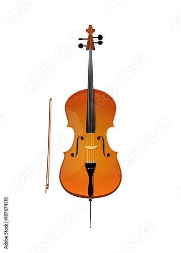 Cello, illustration of stringed orchestra music instrument