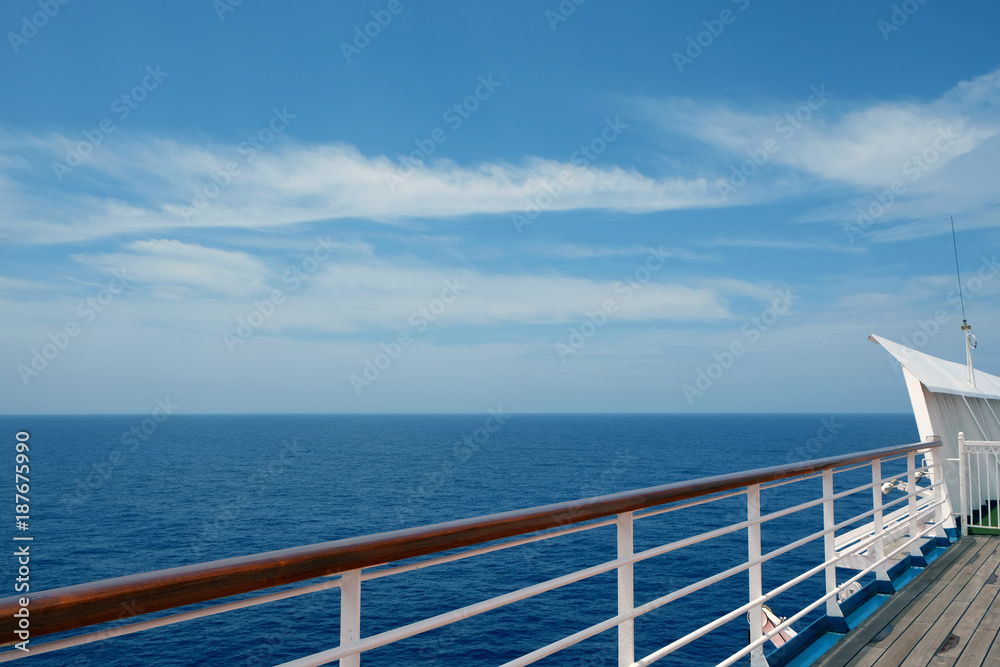 The view from the deck of a cruise ship