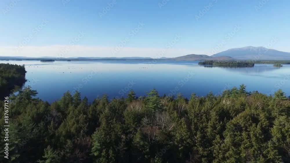 Aerial drone san of Maine Woods and Katahdin in Baxter State Park