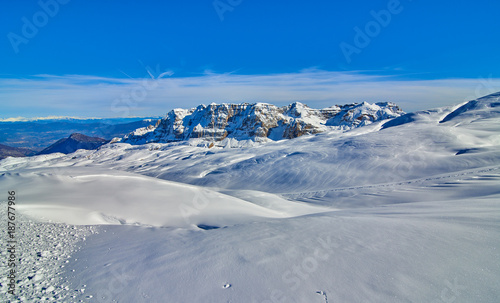 Ski resort Madonna di Campiglio.Panoramic landscape of Dolomite Alps in Madonna di Campiglio. Italy © DannyIacob