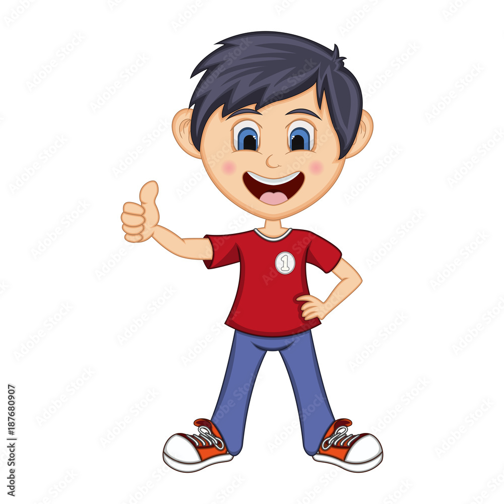 Boy gives thumbs up Stock Vector | Adobe Stock