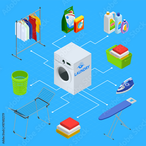 Isometric laundry service illustration