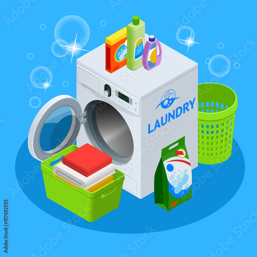 Isometric laundry service illustration