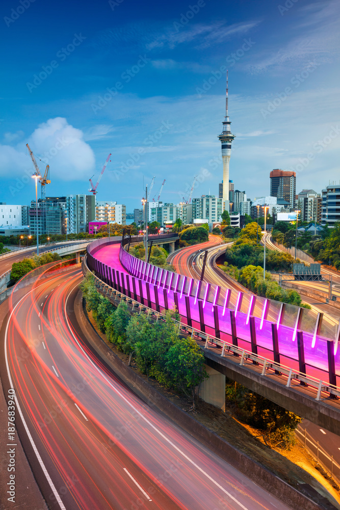 Auckland. Cityscape image of Auckland skyline, New Zealand at dawn.