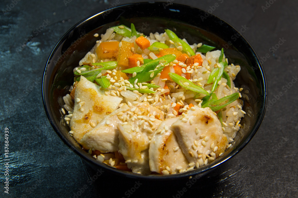 Japanese or Korean or Chinese seafood meal. Soup. Noodles. Shrimp. Japanese or Korean or Chinese seafood meal. Soup. Noodles. Shrimp.