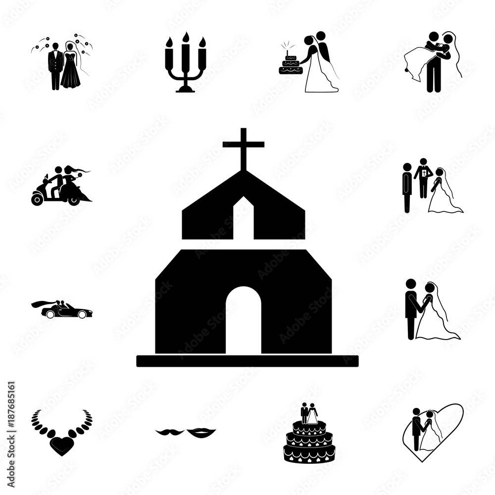 Fototapeta premium church icon. Set of wedding elements icon. Photo camera quality graphic design collection icons for websites, web design, mobile app