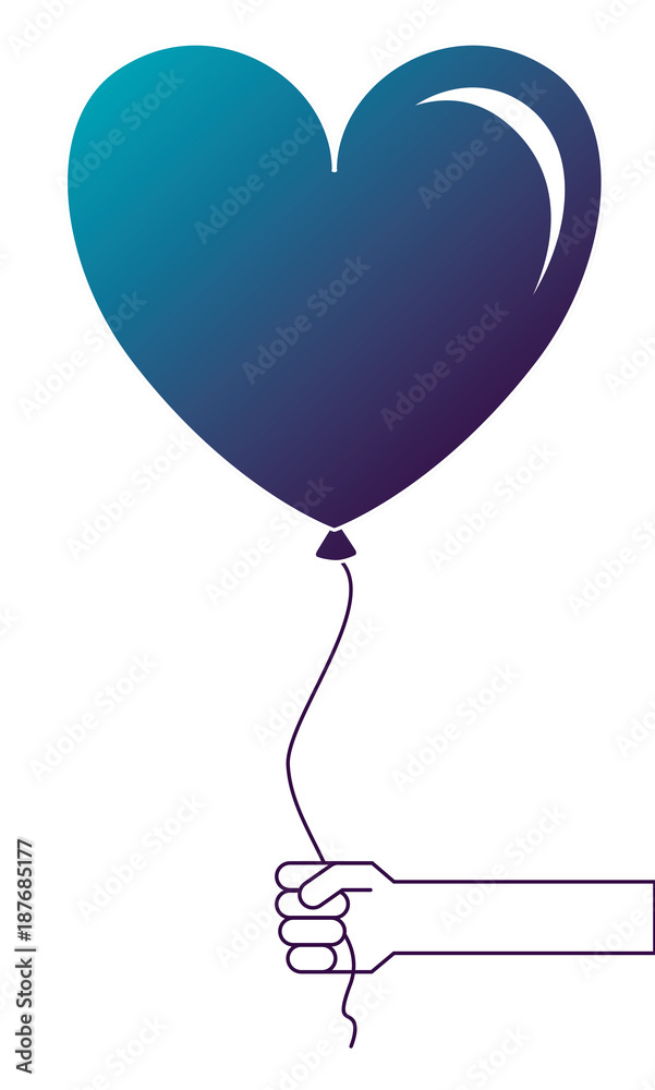 balloon air with heart shape vector illustration design