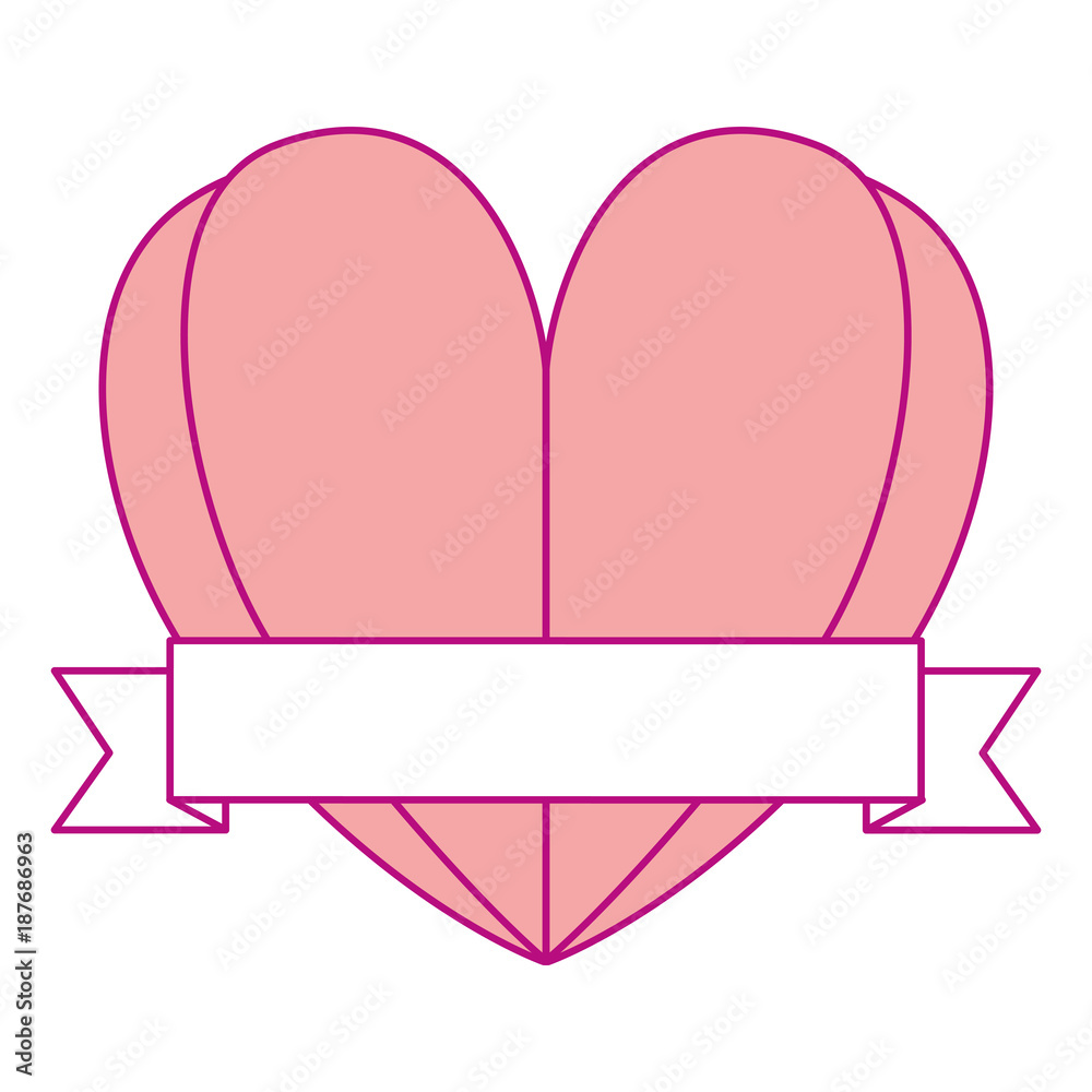 heart love with ribbon decorative vector illustration design heart love with ribbon decorative vector illustration design