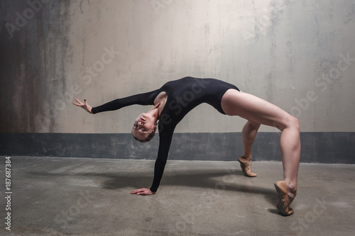 Talent dancer doing bridge posture. Sport concept