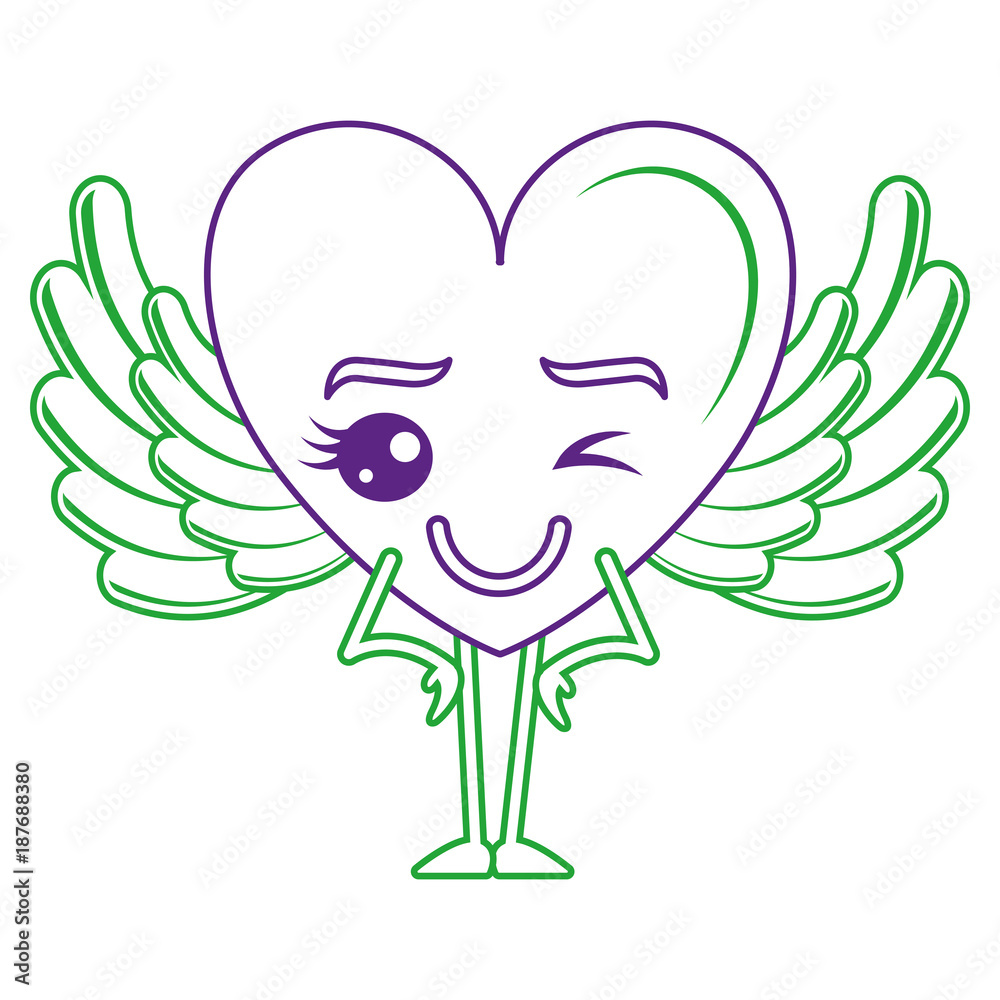 heart love happy with wings kawaii character vector illustration design heart love happy with wings kawaii character vector illustration design