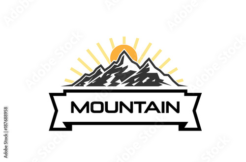 Creative Mountains Sunrise Logo Design Symbol Illustration