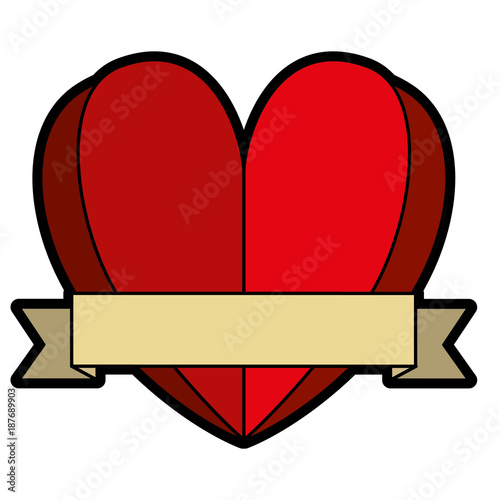 heart love with ribbon decorative vector illustration design