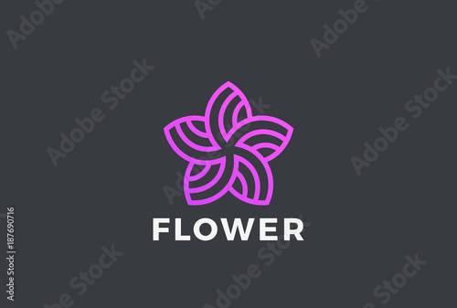 Flower Star abstract Logo vector Linear. Garden Fashion icon