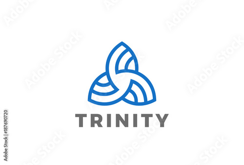 Trinity Triangle abstract Logo design vector Linear icon