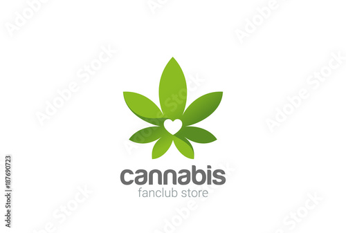 Cannabis Leaves Plant Shop Logo design vector template