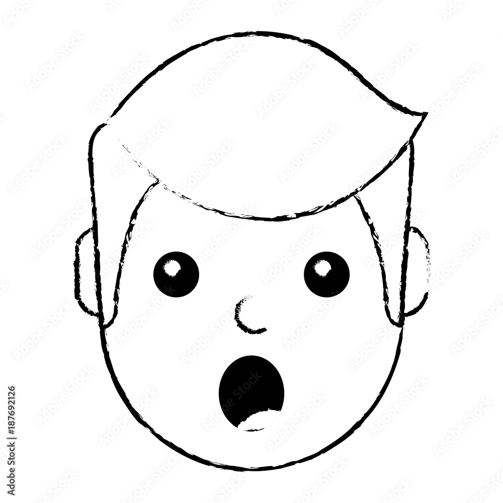 surprised man face expresion facial style vector illustration surprised man face expresion facial style vector illustration