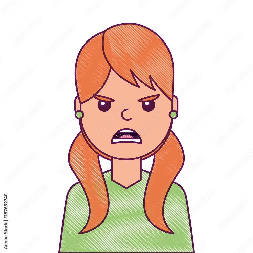 portrait woman angry facial expression cartoon vector illustration portrait woman angry facial expression cartoon vector illustration