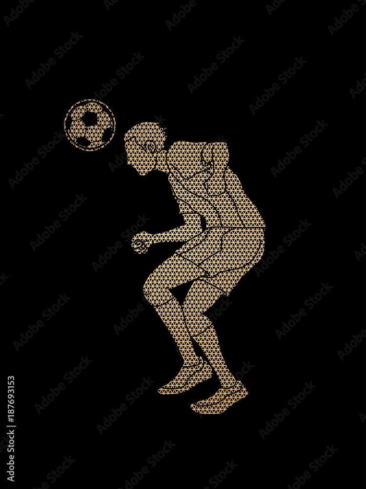 Soccer player bouncing a ball action designed using geometric pattern graphic vector Soccer player bouncing a ball action designed using geometric pattern graphic vector