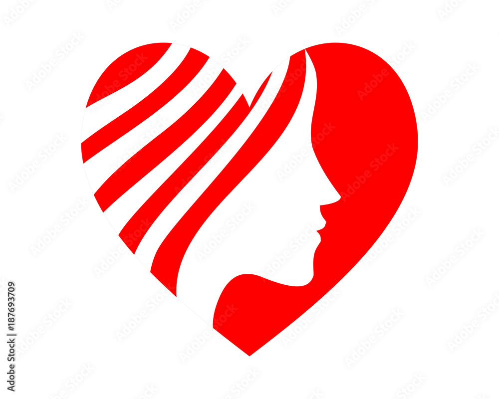 red heart woman silhouette icon Stock Vector | Adobe Stock