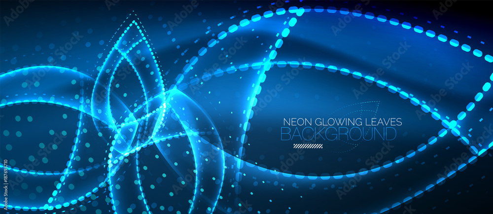 Neon leaf background, green energy concept