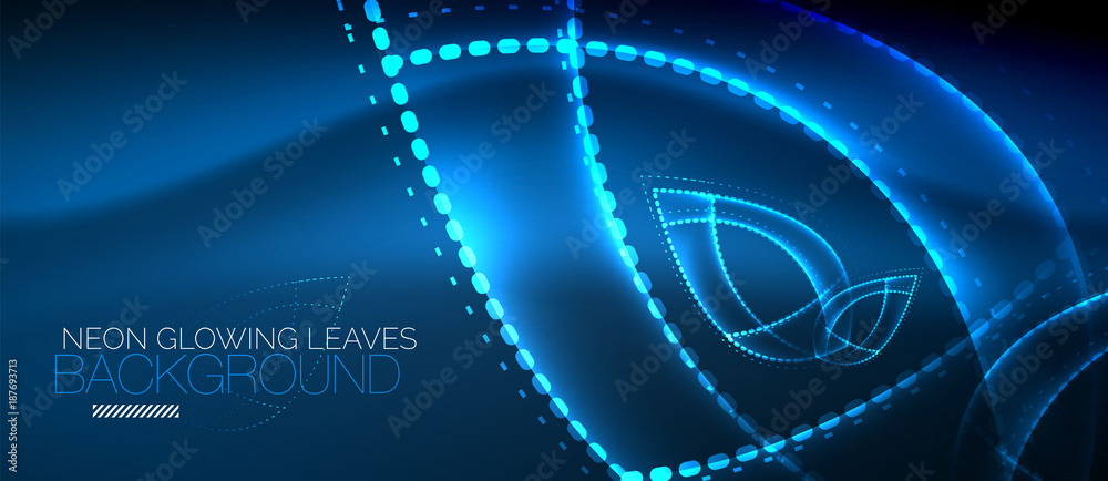 Neon leaf background, green energy concept Neon leaf background, green energy concept
