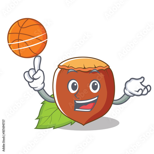 With basketball hazelnut character cartoon style photo