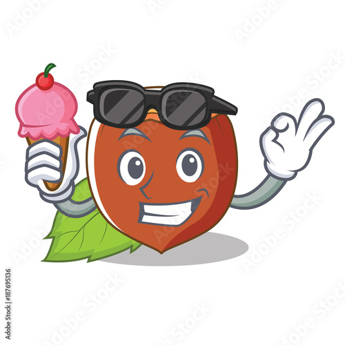 With ice cream hazelnut character cartoon style