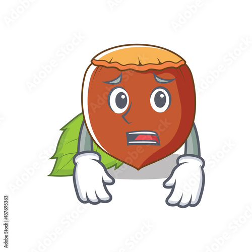 Afraid hazelnut mascot cartoon style