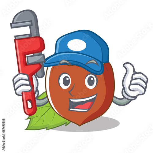 Plumber hazelnut mascot cartoon style