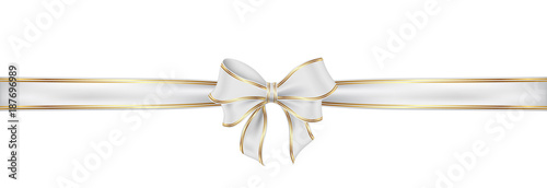 Weiß Schleife mit Naht. White satin ribbon and bow vector illustration.
