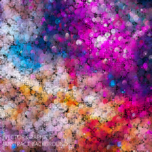 Abstract vector texture. Nebula background composed of color circular dots.