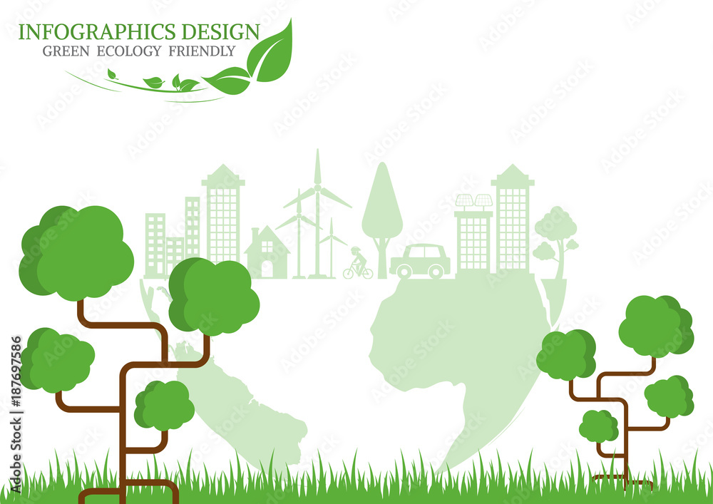 Ecology connection  concept background . Vector infographic illustration