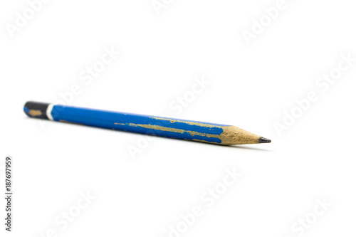 Old 2B pencils isolated on white background.
