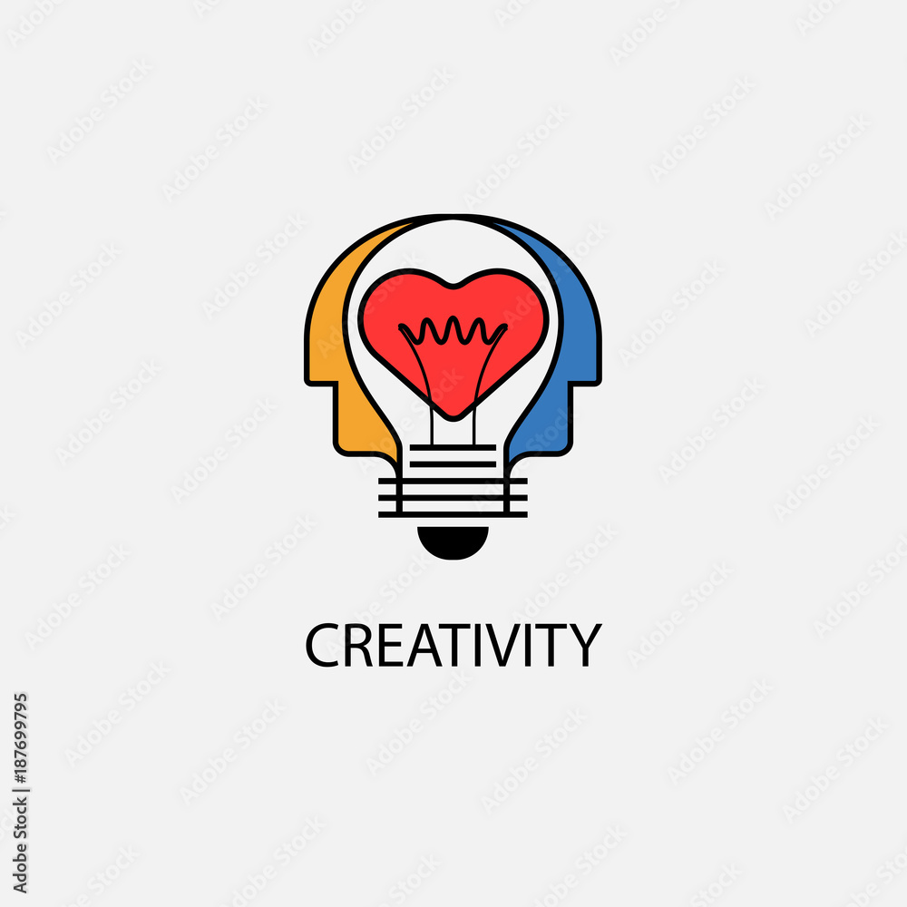 Creative light bulb,Heart icon and Human heads vector design banner template.Corporate business and industrial creative logotype symbol.Brainstorming and teamwork concept.Vector illustration Creative light bulb,Heart icon and Human heads vector design banner template.Corporate business and industrial creative logotype symbol.Brainstorming and teamwork concept.Vector illustration