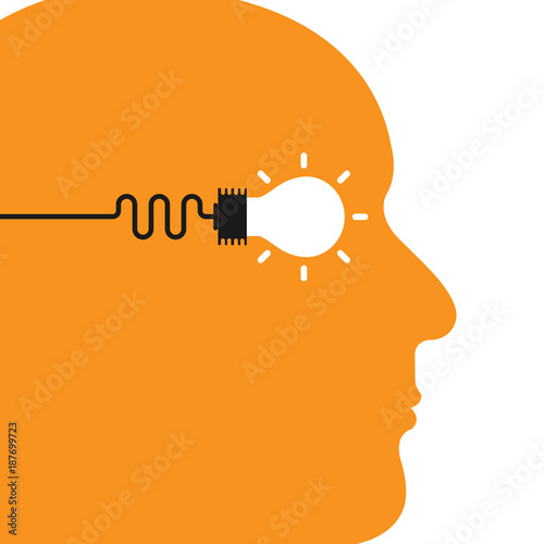 Human head with Creative bulb light idea abstract vector design template.Concept of ideas inspiration, innovation, invention, effective thinking, knowledge and education.